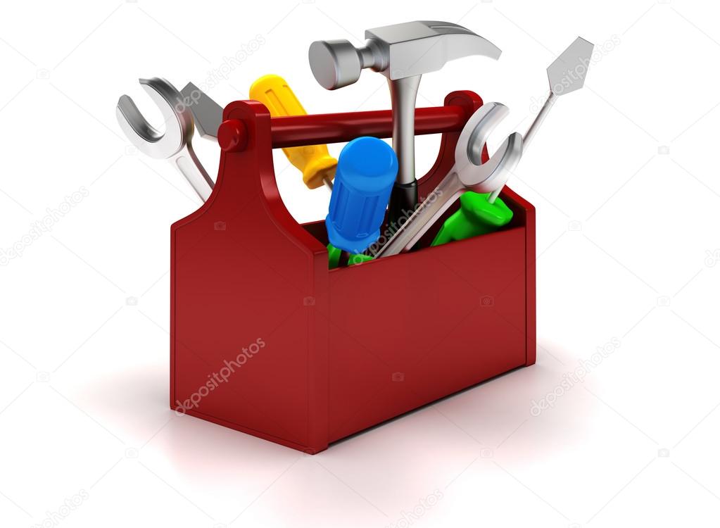 3d Working tools on white background