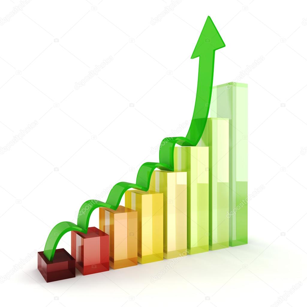 3d shiny colorful business graph on white background