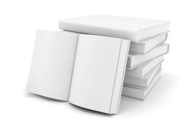 Beyaz arka plan beyaz boş kitap 3D