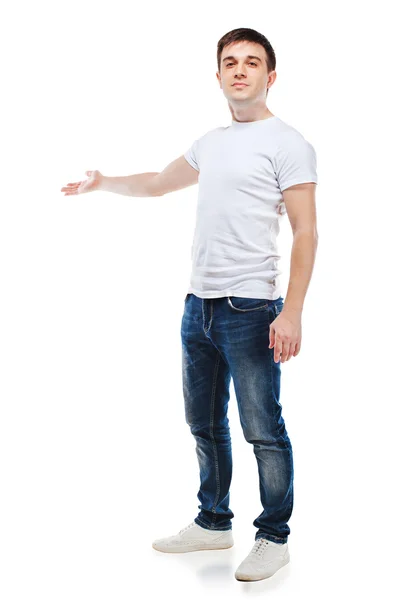 Retrato de joven atractivo hombre casual sobre fondo blanco — Foto de Stock