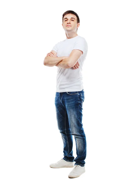 Retrato de joven atractivo hombre casual sobre fondo blanco — Foto de Stock