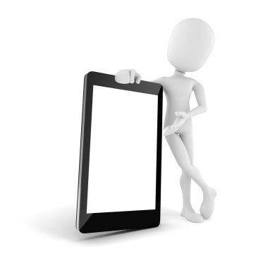 3D insan ve boş ekran ile hareket eden smartphone