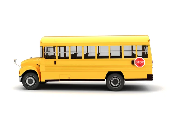 Bus scolaire 3d sur fond blanc — Photo