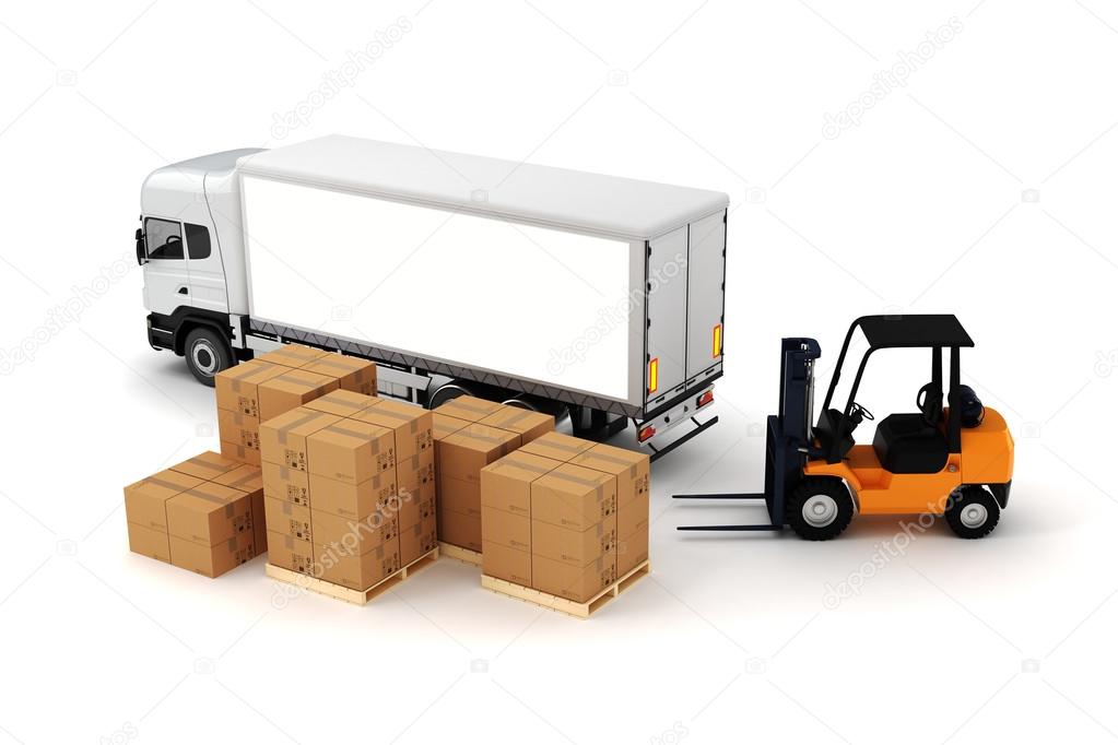 3d truck on white background