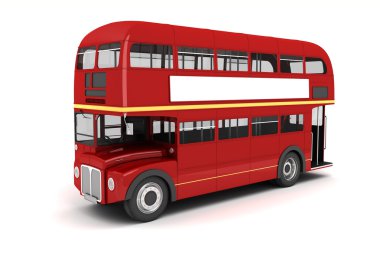 beyaz zemin üzerinde 3D Londra otobüsü