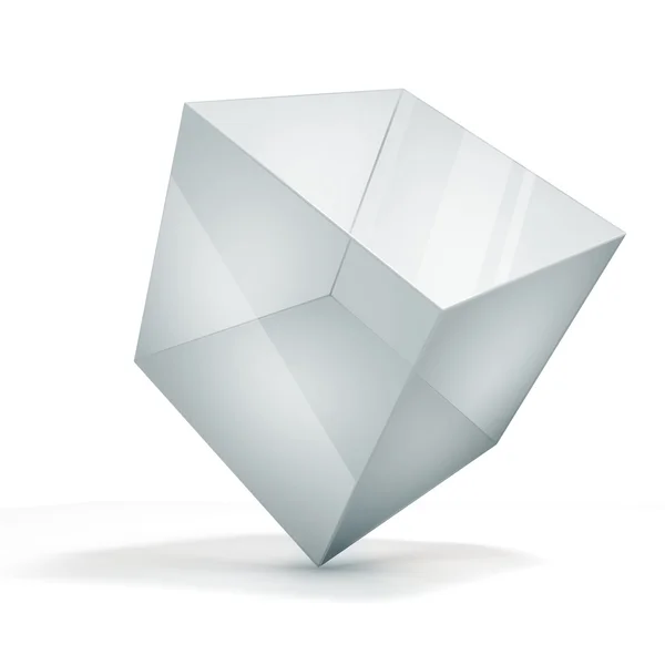 Cube en verre 3d sur fond blanc — Photo