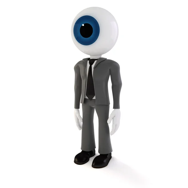 3d man businessman with a big eye as head, on white background — Stock Photo, Image