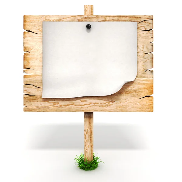 3d placa sinal de madeira em branco — Fotografia de Stock