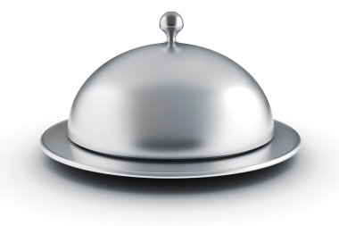 3D gümüş Restoran cloche beyaz zemin üzerine