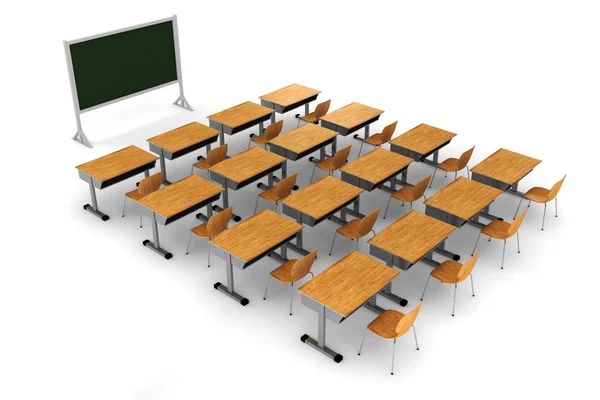 3D klassrum på vit bakgrund — Stockfoto
