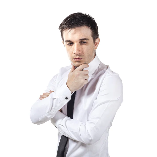 Confused businessman on white background — Stock Photo, Image
