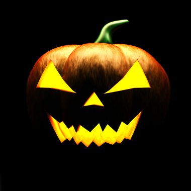 3D scary halloween balkabağı siyah arka plan üzerine