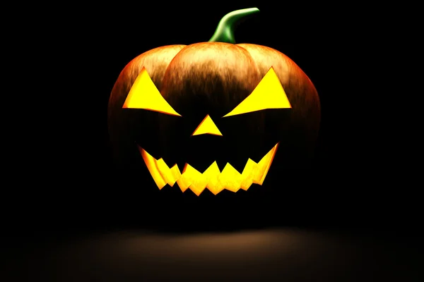 3d страшный Хэллоуин тыква на черном фоне — стоковое фото