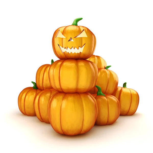 3d scary halloween pumpkin on white background — Stock Photo, Image