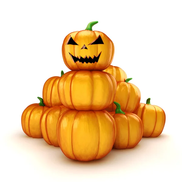 3d scary halloween pumpkin on white background — Stock Photo, Image