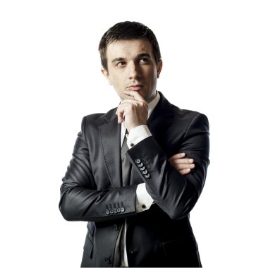 Beyaz arka planda genç iş adamı