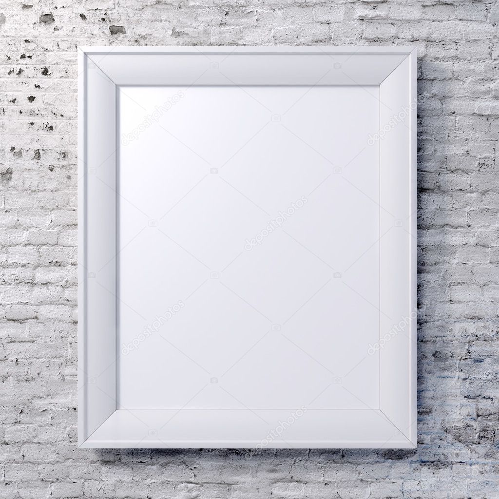 Blank frame on vintage wall