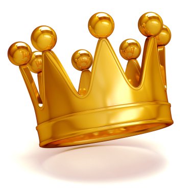 3d golden crown on white background