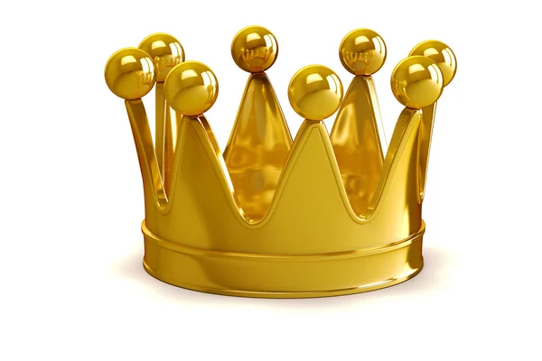 3d golden crown on white background — Stok fotoğraf