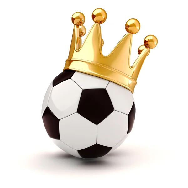 3d football and golden crown — Stock Photo, Image