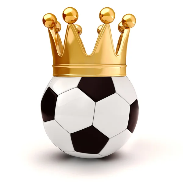 3d football and golden crown — Stock Photo, Image