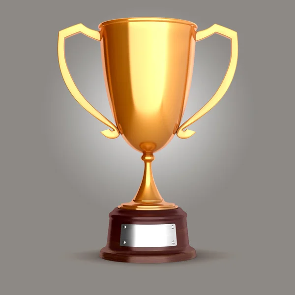 3d gold trophy cup — Stock Photo, Image