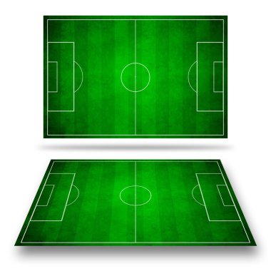 3D görüntü alanının yeşil futbol, futbol