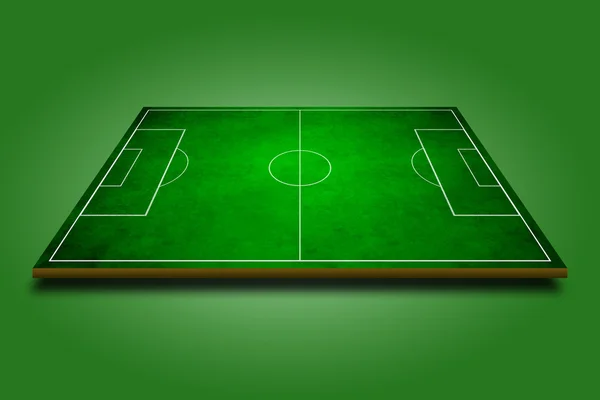 绿色的足球场，足球的三维图像 — 图库照片