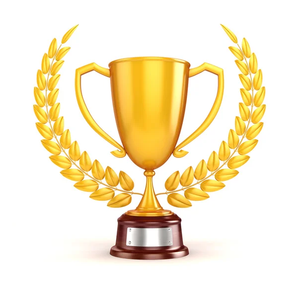 3d golden trophy and laurel — Stock Photo, Image