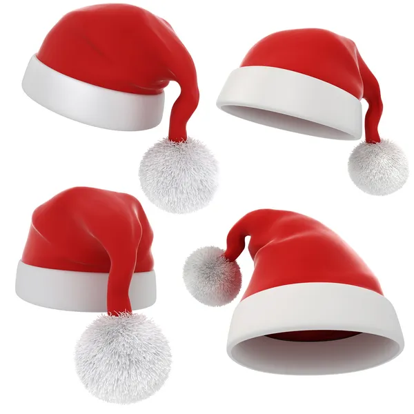 3D santa claus red hat na bílém pozadí — Stock fotografie