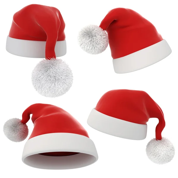 3D santa claus red hat na bílém pozadí — Stock fotografie