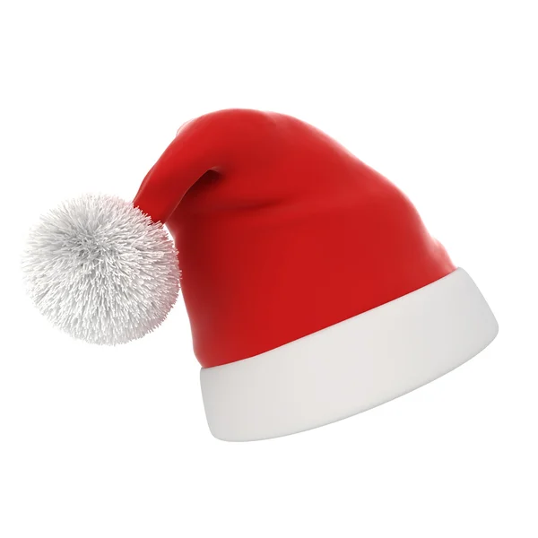 3d santa claus chapéu vermelho no fundo branco — Fotografia de Stock