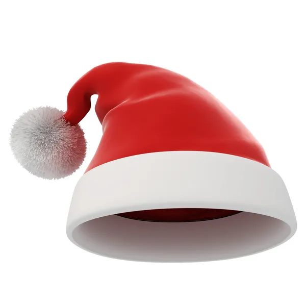 흰색 바탕에 3d 빨간색 산타 클로스 모자 — 스톡 사진