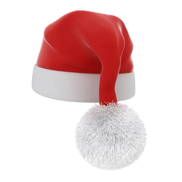 3d cappello Babbo Natale rosso su sfondo bianco — Foto Stock