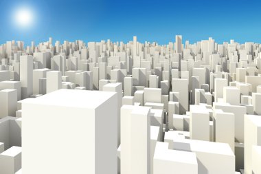 3D büyük şehir manzarası