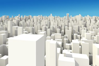 3D büyük şehir manzarası