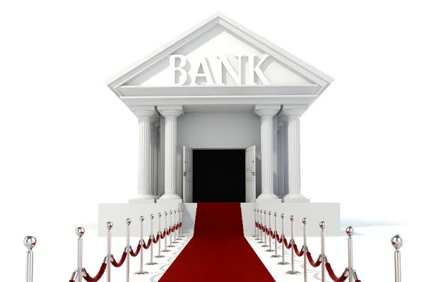 Ícone 3d do edifício do banco vintage no fundo branco — Fotografia de Stock