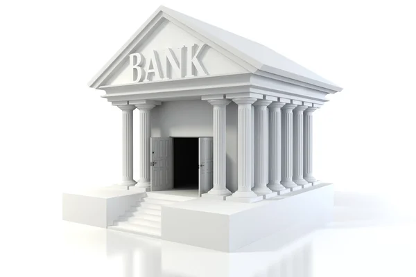 3d icon of vintage bank building on white background — Stock Photo, Image