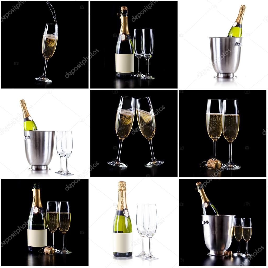 Champagne bottle and glasses pack