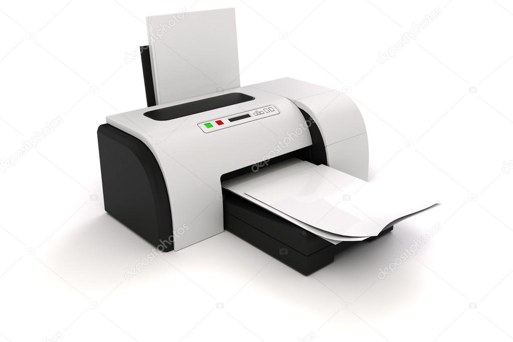 3d image of home printer and documents
