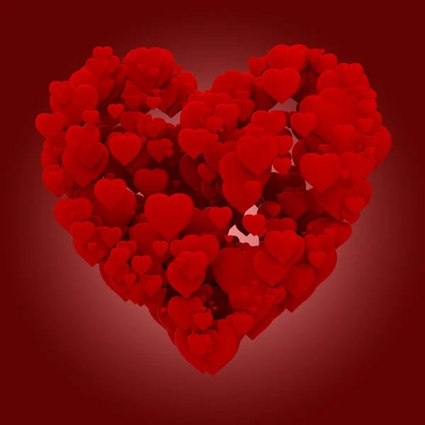 3d heart made of hearts , background — Stock Photo, Image