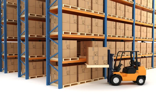 3d warehouse and forklift — Stock Photo, Image