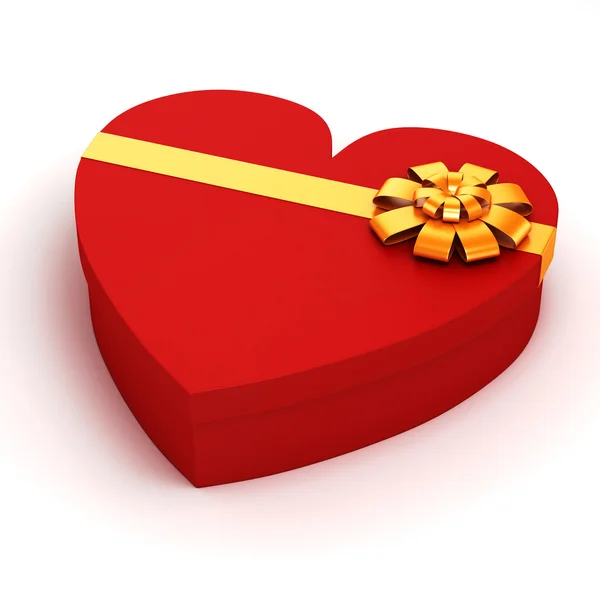 सफेद पृष्ठभूमि पर 3 डी दिल आकार उपहार बॉक्स — स्टॉक फ़ोटो, इमेज