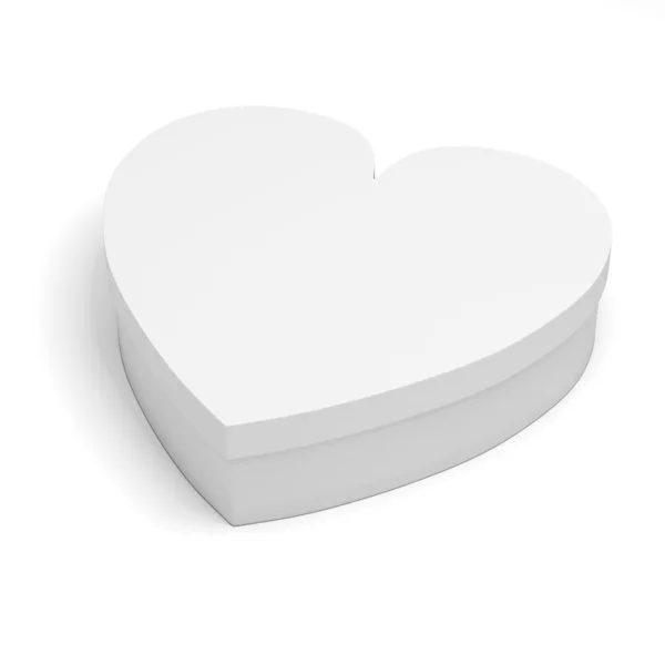3d caja de regalo en forma de corazón sobre fondo blanco —  Fotos de Stock