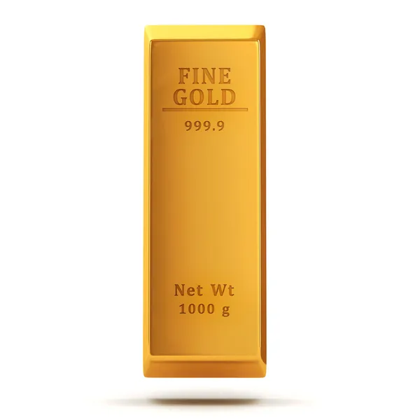 3d barra de ouro no fundo branco — Fotografia de Stock