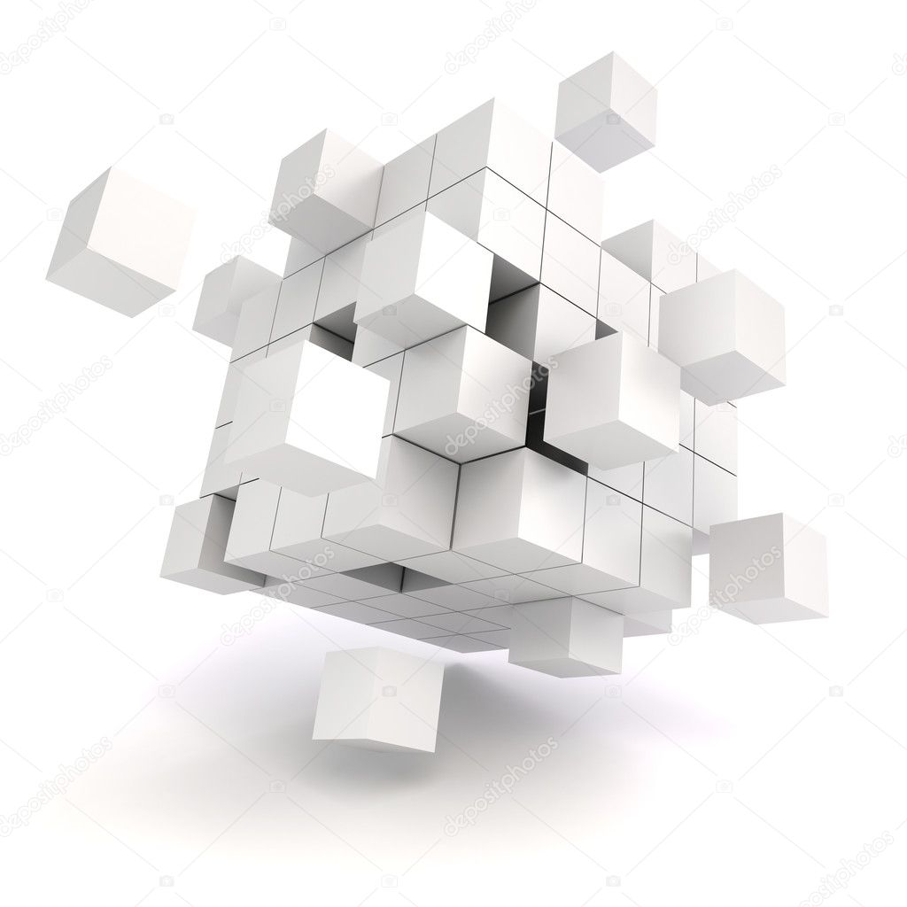 3d abstract cubes on white background