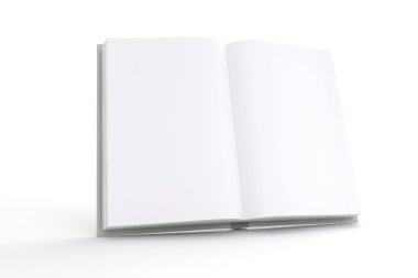 Beyaz arka plan üzerinde boş sayfaları ile 3D kitap