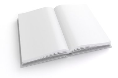 Beyaz arka plan üzerinde boş sayfaları ile 3D kitap