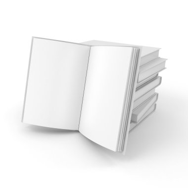 Beyaz arka plan üzerinde boş sayfaları ile 3D kitap