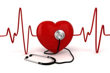 3D büyük kırmızı kalp kavramı sağlık ve tıp